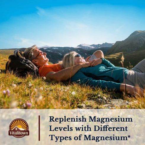 Vitalitown Magnesium Complex Supplement 500mg - Maximized Absorption Chelated Magnesium Glycinate, Malate, Taurate & Citrate - Vegan Non-GMO Magne...