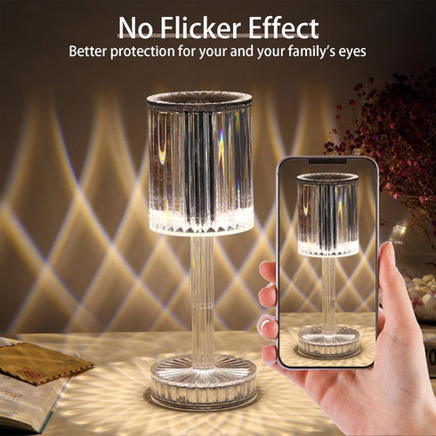 Crystal Table Lamp,RGB Changing Touch Table Lamp with Remote Control,USB Rechargeable Crystal Bedside Lamp,LED Cordless Desk Lamp for Bedroom/Livi...