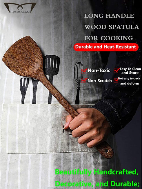 Wooden Spatulas for cooking - Set of 2 12.8 Inch 12 Inch Versatile Utensils, Wooden Spoons, Anti Scratch Non Stick Cookware, Eco Friendly, Wooden ...