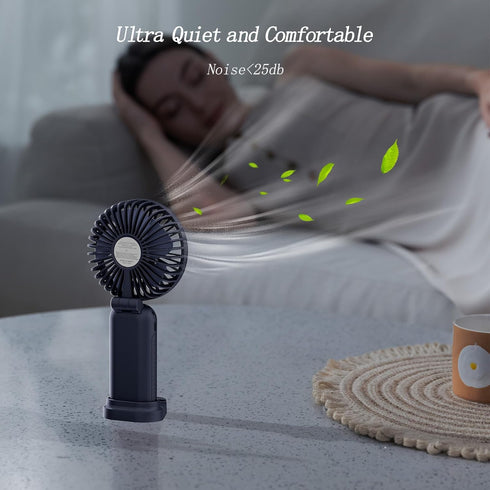 Portable Fan, 4200mAh Battery Operated Fan, 5 Speeds Personal Fan with Base, Digital Display, 180° Ajustable Lash Fan Makeup Fan for Women, Handhe...