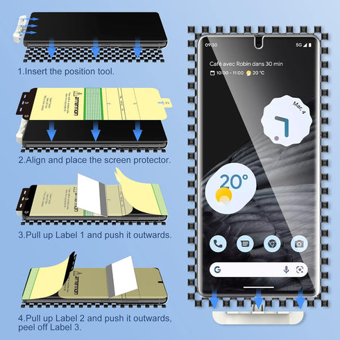 LK 2 Pack for Google Pixel 7 Pro Screen Protector 6.7-inch + 2 Pack Lens Protector with Positioning Tool, Self-Healing TPU Film, Touch Sensitive, ...