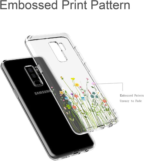 Unov Case for Galaxy S9 Plus Clear with Design Soft TPU Shock Absorption Slim Embossed Floral Pattern Protective Back Cover (Flower Bouquet)...