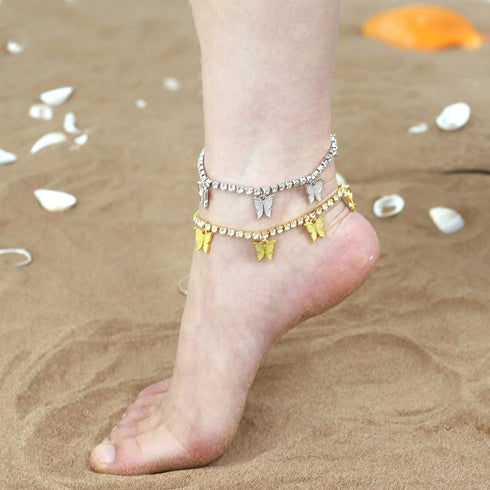 choice of all Butterfly Anklet Bracelet Boho Beach Charms Tennis Anklets Adjustable Summer Foot Chain Jewelry for Womens (Gold butterfly anklet)...