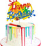 Painting Cake Topper Glitter Art Brush Palette Themed Happy Birthday Cake Decoration for Girl Boy Kids Art Birthday Party Decorations (Double Side...