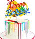 Painting Cake Topper Glitter Art Brush Palette Themed Happy Birthday Cake Decoration for Girl Boy Kids Art Birthday Party Decorations (Double Side...