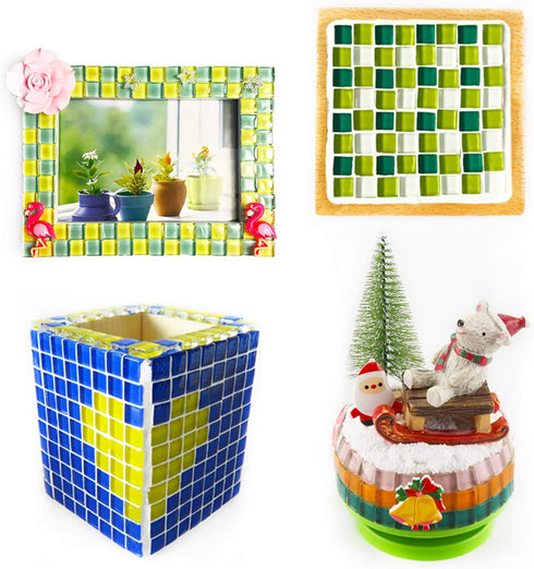 PINUO&KE 200 Pieces / 200 g Square Shapes 1x1 cm Square Ceramic Mosaic Mosaic Tiles for Crafts, Colorful Stained Glass Pieces for Mosaic Projects ...