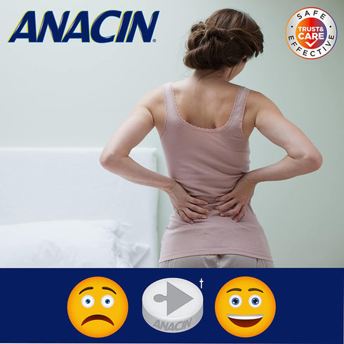 Anacin Fast Pain Relief, Aspirin + Caffeine Pain Reliever, 100 coated tablets...