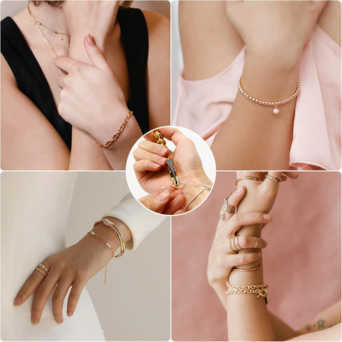 2pcs Bracelet Fastener Helper Tool to Help Put on Bracelets by Myself Bracelet Buddy Necklace Clasp Helper Jewelry for Women (Gold&Rose Gold)...