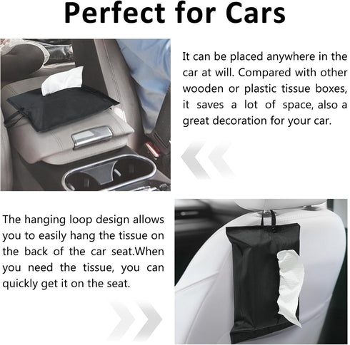 kakaforsa Black Toilet Paper Holder Travel Napkin Holder Reusable Tissue Holder Cloth Tissue Box Cloth Cover Hang Paper Towel Holder Tissue Box Co...