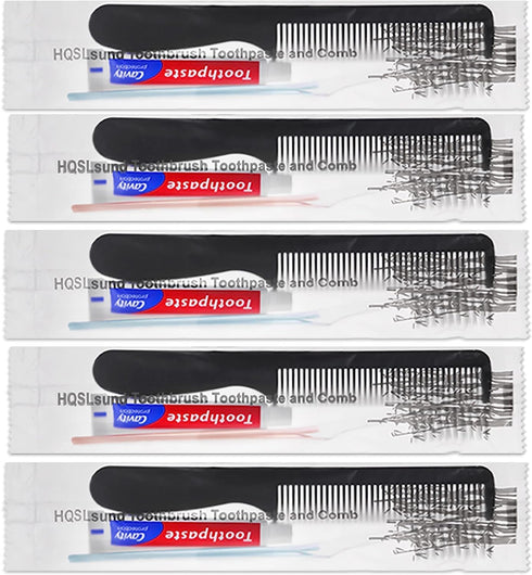 30pcs Disposable Toothbrushes with Toothpaste and Comb Individually Wrapped,10g Toothpaste,7inch Black Comb, Toothbrush for Homeless, Hotel,AirBnb...