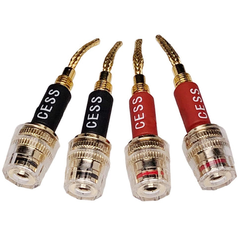 CESS-220 Pin Banana Plug to 4mm Female Banana Jack/Speaker Wire, 4 Pack (Braided-Type to 4mm)...