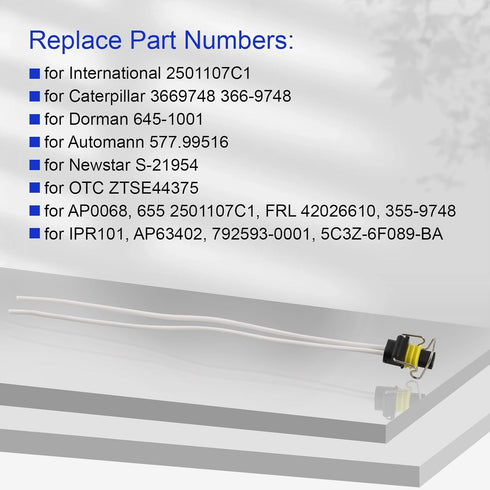 MOTOALL 366-9748 2501107C1 2 wire Fuel Injector Connector Pigtail Wiring Loom 645-1001 for Caterpillar C7 C9 Excavator IPR Valve 7.3 6.0 VGT 6.0 6...