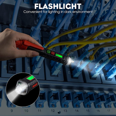 WGGE AC Voltage Tester/Non-Contact Voltage Tester with Dual Range AC 12V-1000V/48V-1000V, Electrical Pen with LCD Display and Flashlight Buzzer Al...