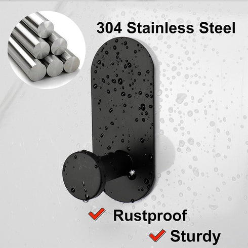 TocTen Adhesive Hook - 5 Pack Heavy Duty Sticky Towel/Robe Hook, Waterproof Stainless Steel Shower Hook, No Drill Stick on Wall Coat/Clothes Hooks...