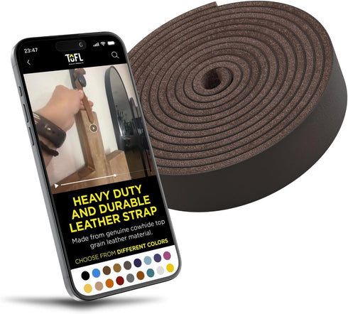 TOFL Genuine Top-Grain Leather Strap | 72 Inches Long | 3/8 Inch Wide | 1/8 Inch Thick (7-8 oz) | 1 Leather Strip for DIY Arts & Craft Projects, C...