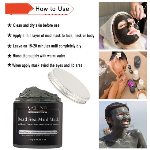 Dead Sea Mud Mask for Face and Body,Deep Cleansing Face Mask for Acne,Pore Minimizer,Natural Skincare Charcoal Blackheads Remover,Skincare Spa Cla...