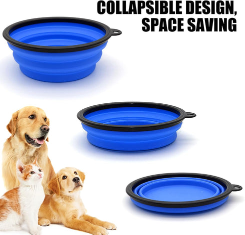 2-Pack Small Dog Travel Bowl, Collapsible Bowls for Dogs, Foldable Cat Water Bowl, Portable Pet Traveling Dish (Green & Blue)...