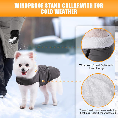 iBuddy Dog Winter Coats with Fleece Vest,Waterproof Warm Dog Snow Jacket Windproof, Reflective Adjustable Pet Dogs Cold Winter Coat for Dogs Girl ...