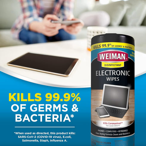 Weiman Disinfecting Electronic Cleaning Wipes For Keyboards, Tablets, E-readers, Smart Phones, Netbooks, and Touchscreens (30 Wipes)...