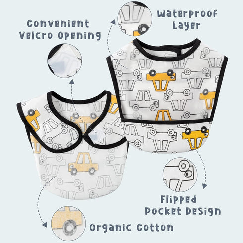 6 Pcs Baby Feeding Bibs Toddler Waterproof Bib Set with Crumb Catcher Pocket Infant Adjustable Baby Teething Bib Babies Food Bibs Keepsake Gift fo...