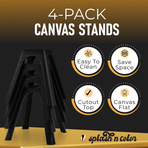 SplashNColor 4 Pack Canvas Stand - For Acrylic Pouring Masters Ready To Pour Acrylic Paint, Riser Up To Medium Canvas For Painting, Pour Painting ...