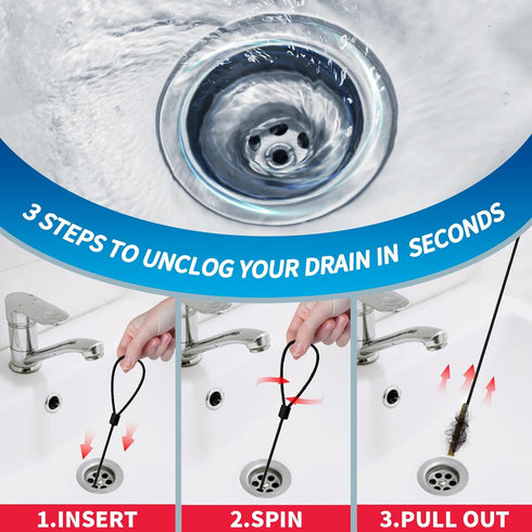 30 Inches Sink Snake Drain Clog Remover, Upgraded Anti-break Steel Plumbing Snake with Nylon Coating, Drain Hair Remover for Shower Drain, Bathroo...