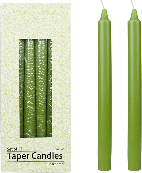 Zest Candle 12-Piece Taper Candles, 10-Inch, Sage Green Straight...