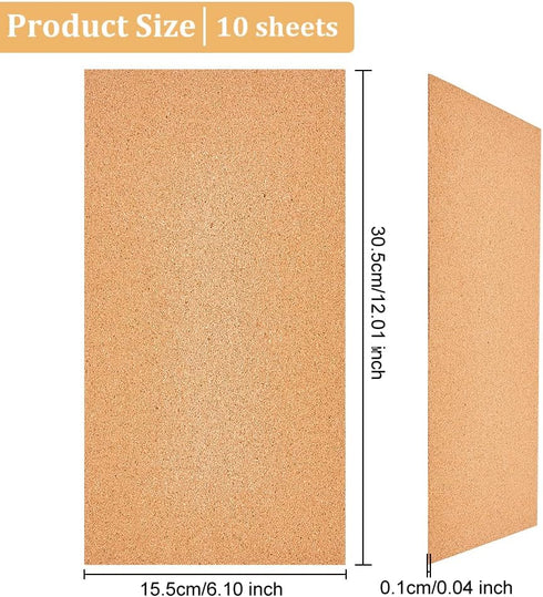 OLYCRAFT 10 Sheets Cork Sheets 12x6.1 Inch Thin Cork Roll 1mm Thick Brown Cork Board Rectangle Cork Tiles Cork Mats for Coaster Placemat Kitchen D...