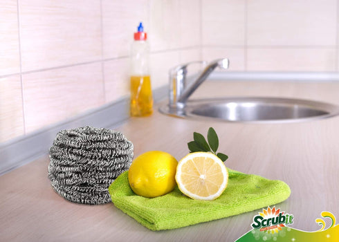12 Pack Stainless Steel Scourers by Scrub It – Steel Wool Scrubber Pad Used for Dishes, Pots, Pans, and Ovens. Easy scouring for Tough Kitchen Cle...