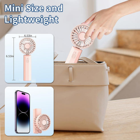 Mini Handheld Fan, Neck Fan, Portable Fan Rechargeable, 2500mAh Rechargeable USB Fan, 180° Adjustable,3 Speed Personal Small Desk Fan, Strong Airf...