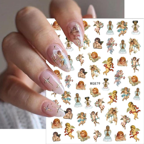 8 Sheets Angel Nail Art Stickers Cupid Nail Art Decals 3D Self Adhesive Flower Angel Wings Nail Design Valentine's Day Rose Nail Art Supplies for ...