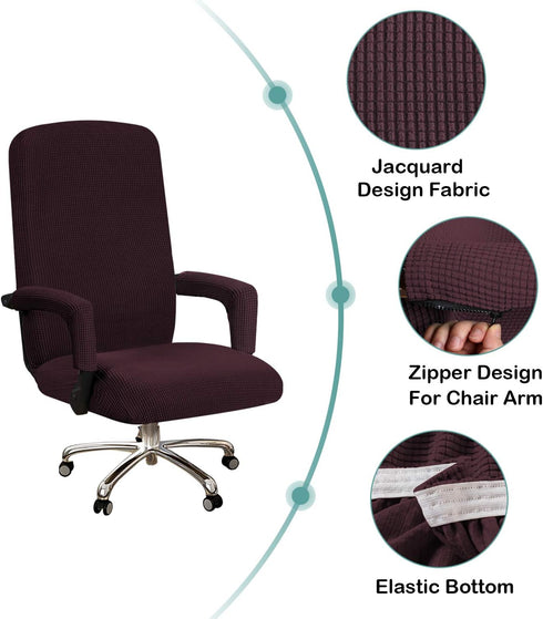 Turquoize Office Chair Cover - Stretch Computer Chair Cover with Arms, Universal Removable Rotating Slipcover for Dogs, Cats & Pets, Brown...