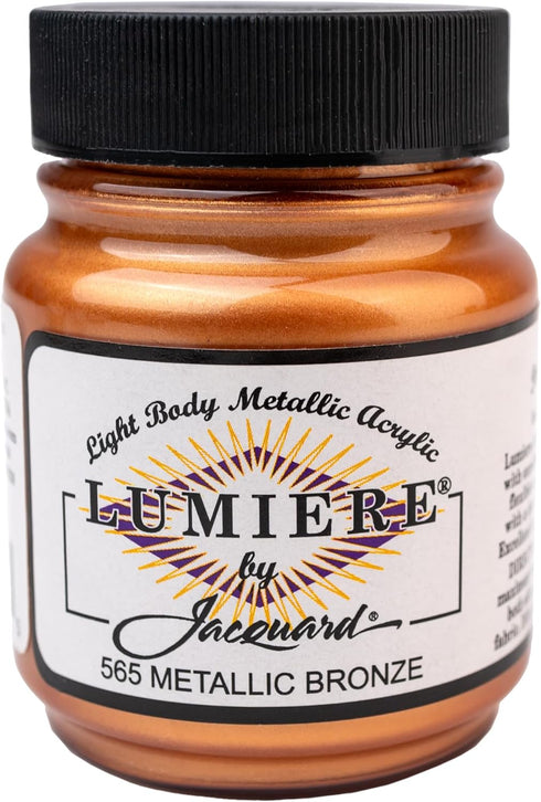Jacquard Lumiere 2.25oz Fabric Paint Metallic Bronze - Metallic Paint for Fabric, Leather, Canvas, Paper and Wood - Light-bodied Metallic Acrylic ...