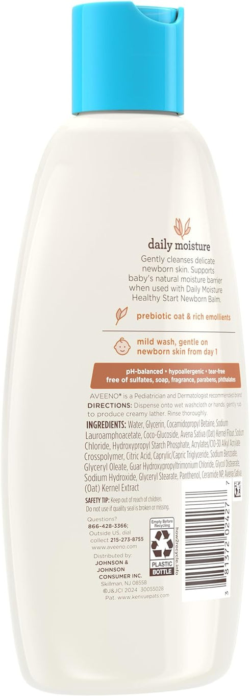 Aveeno Baby Healthy Start Nourishing Newborn Wash, Hypoallergenic Baby Body Wash with Prebiotic Oat Gently Cleanses Delicate Newborn Skin, Fragran...