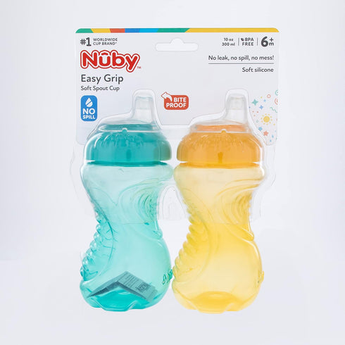 Nuby 2-Pack No-Spill Easy Grip Cup, 10 Ounce, Colors May Vary...