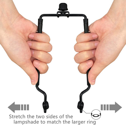 Lamp-Shade Harp Holder Adjustable Support - Tall 7 8 9 10 inch and 3/8 inch Standard Saddle E14 E26 E27 Light Base UNO Fitter Adapter Converter Fi...