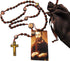 St Pio Devotional Wooden Bead Cord Rosary Gift Set with Saint Prayer Card and Bag...