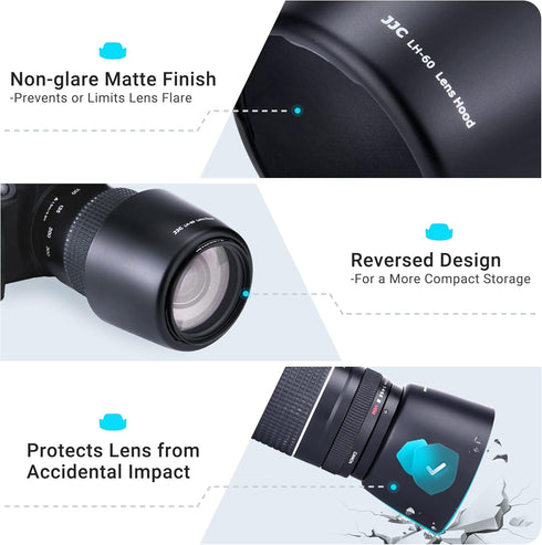 JJC Camera Lens Hood Shade Fits for Canon EF 75-300mm f/4-5.6 III USM & Canon EF-S 55-250mm f/4-5.6 IS II Lens Replaces Canon ET-60 Hood Reverse A...