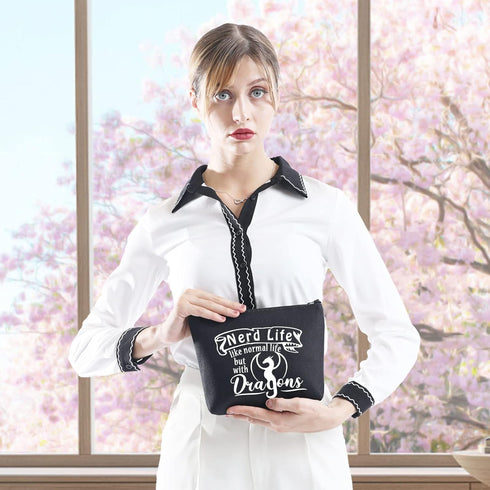 Tabletop Board Games Gift D D Role Playing Storage Bag D D Dice Bag Gift for Dragons Gamer (Nerd Life)...