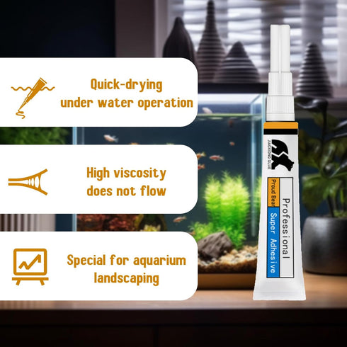 Aquarium Glue, Clear Reef Glue with Tweezers, Instant Aquarium Glue for Plants and Rocks, Super Adhesion for Fish Tanks Aquariums (2PCS)...