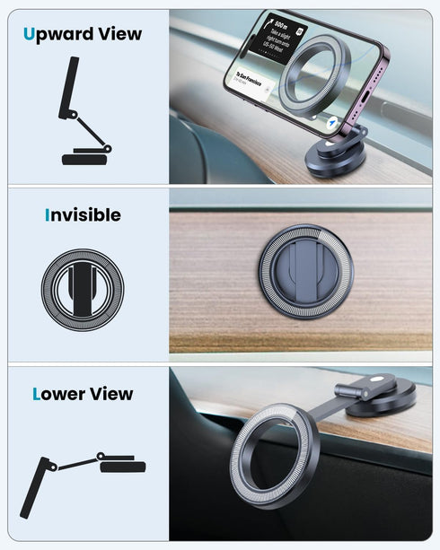 APPS2Car Fits MagSafe Car Mount, Foldable Metal Magnetic Car Phone Mount, Stick On Cell Phone Holder for Car Dash Dashboard MagSafe Accessories fo...