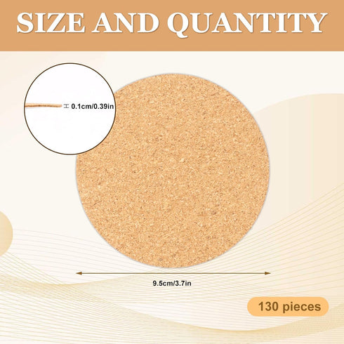 130 Pcs Cork Coasters, SPOKKI 3.5“ Self-Adhesive Cork Sheets Cork Board for DIY Coasters with Strong Adhesive-Backe, DIY Crafts Thin Drinks Cork C...