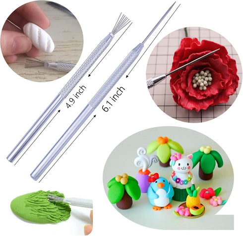 Artzuvs 14Pcs Ceramic Pottery Clay Ribbon Sculpting Tools Kit Wire Texture and Needle Detail Tool with Plastic Box for Carving, Modeling,Sculpture...