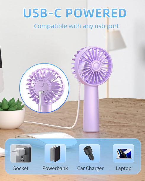 Mini Portable Fan, Small Handheld Fan with 3 Speeds, Small Hand Fan USB Rechargeable, Personal Fan Battery Operate for Outdoor Indoor Commute Offi...