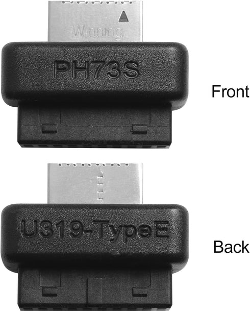 Motherboard USB3 19P20P to Type-E Adapter Front Panel Type C Integrated Molded Connector Pin Header Male Extension Adapter Front Panel Socket Blac...