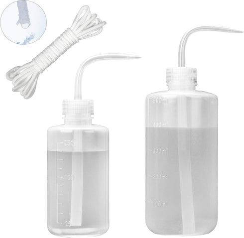 ORIMERC Watering Bottle 250ML & 500ML with 15 feet Self Watering Wick Cord for Indoor Plants Succulent Cactus Plastic Squeeze Water Can Long Nozzl...
