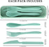 Reusable Travel Utensils Set with Case, 4 Pack Reusable Wheat Straw Portable Utensils Set with Case, Travel Utensils for Lunch, Camping, Picnic, T...
