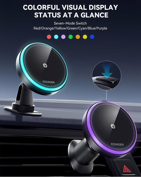 ESSAGER for MagSafe Car Mount Charger, Magnetic Wireless Car Charger 15W Fast Charging with MagSafe Car Charger for Air Vent/Dashboard Car Phone H...