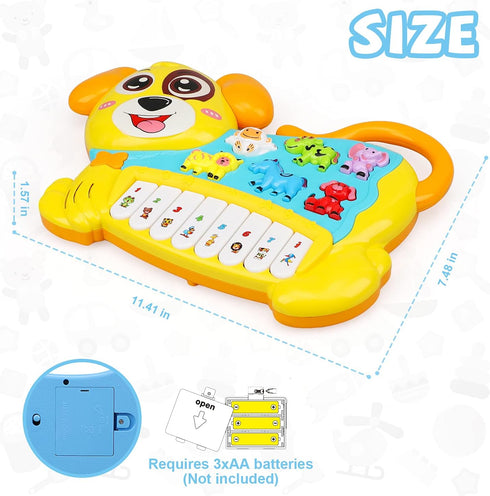 STEAM Life Baby Piano Toys 18 Months Light Up Baby Musical Toys Early Learning Educational Baby Keyboard Infant Toys Baby Dog Piano Boys Girls Tod...
