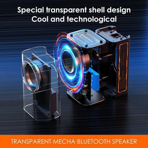 Portable Bluetooth Speaker with Lights, Transparent Wireless Mini Bluetooth Speaker with TWS, Perfect Small Speaker HD Sound and Bass for Office, ...
